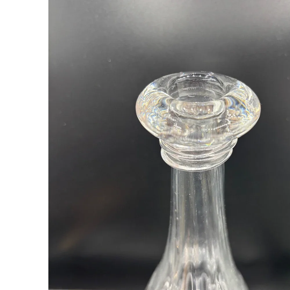 Vintage Glass Liquor Decanter with Fan Shell Stopper Starburst Base 13